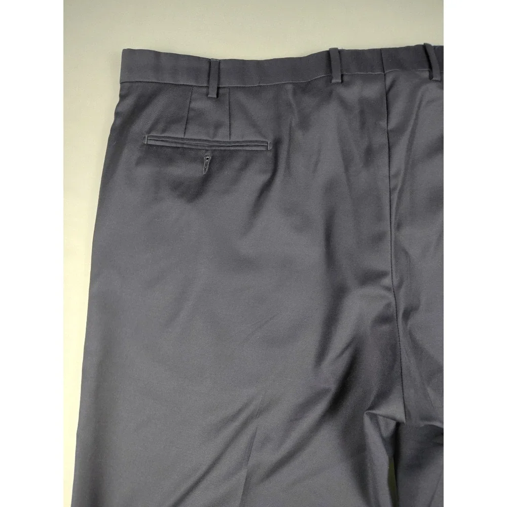 Zanella Devan 100% Wool Dress Pants Mens 46x28.5 Navy Made Italy Cuffed Office